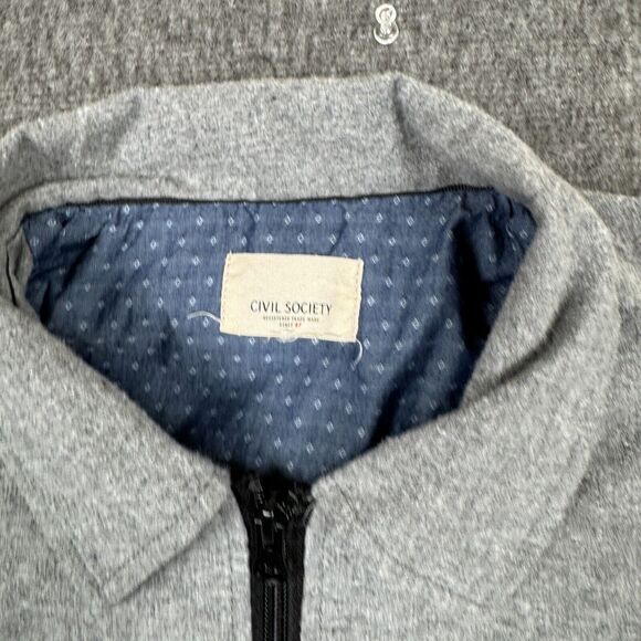 Civil Society M Full Zip Shirt Jacket Men's Medium Gray Casual Preppy Shacket - Picture 2 of 7